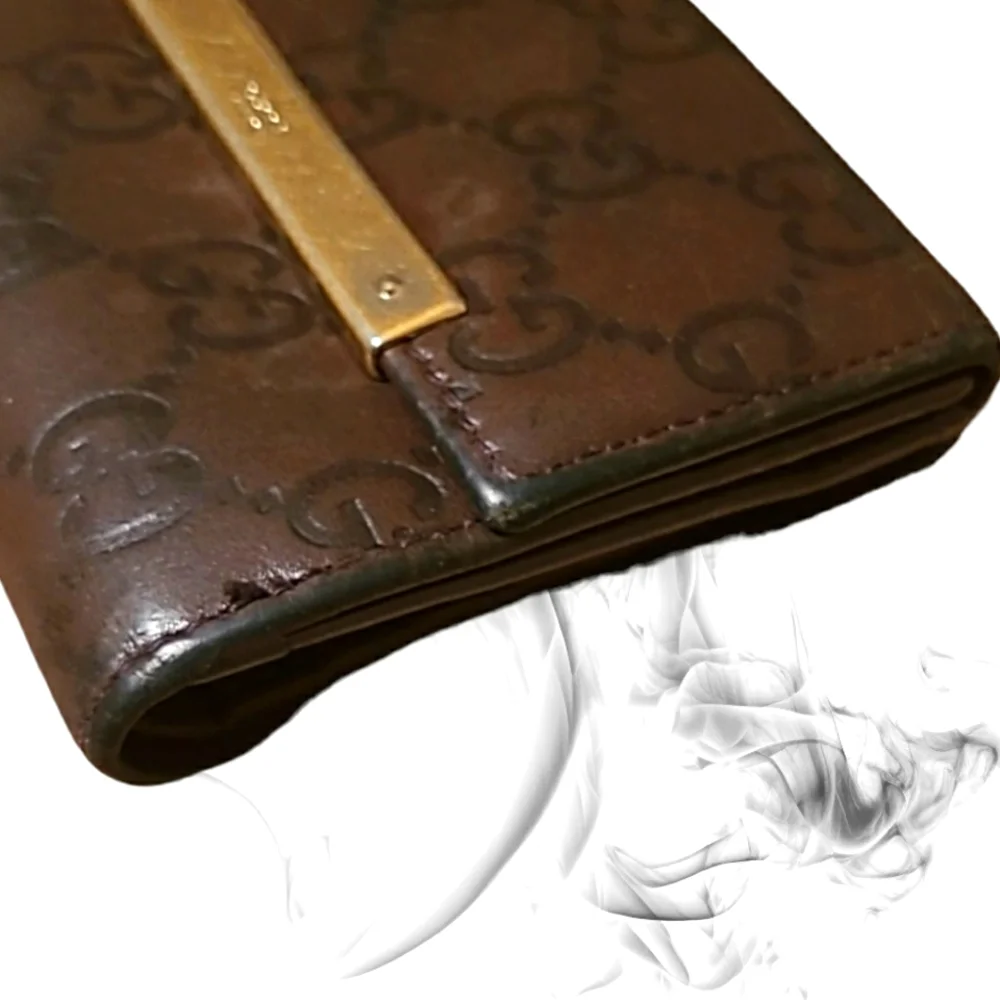 💯 GUCCI GG Guccissima Brown Leather Wallet